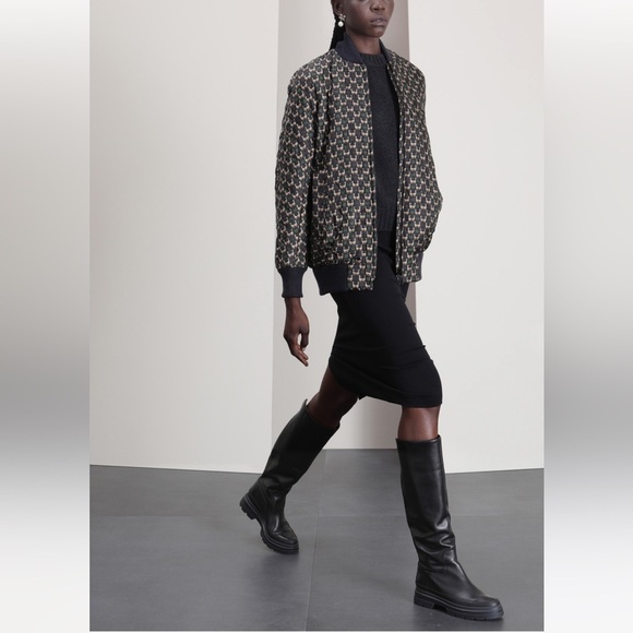 Runway MaxMara Label-cut Vociare BlousonGrigioScuro Bomber Jacket IT38 US4 New - Picture 4 of 16